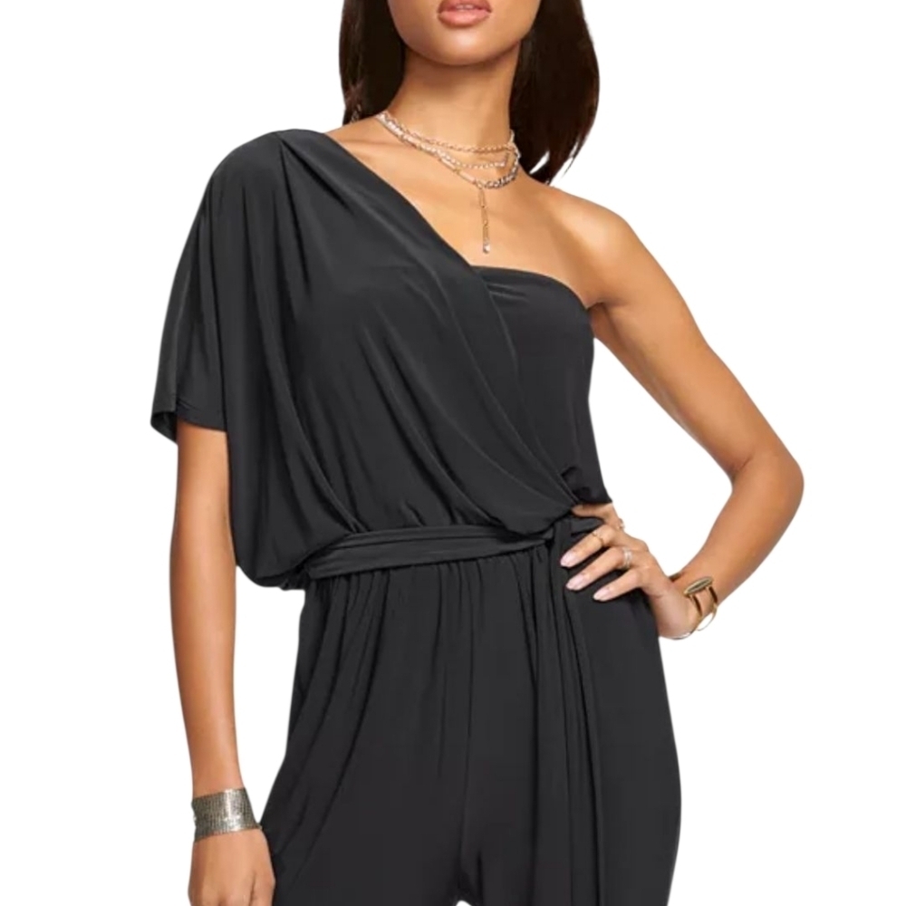 Ramy Brook Toma Jumpsuit Black One Shoulder Size M - Picture 3 of 14